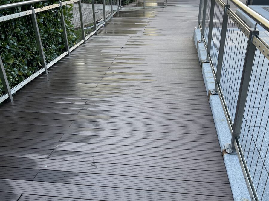 Timber decking, cleaned and brightened