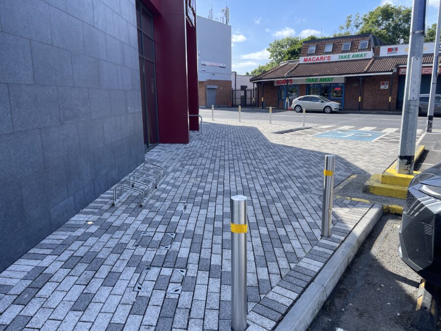 Paved entrance walkway, power washed