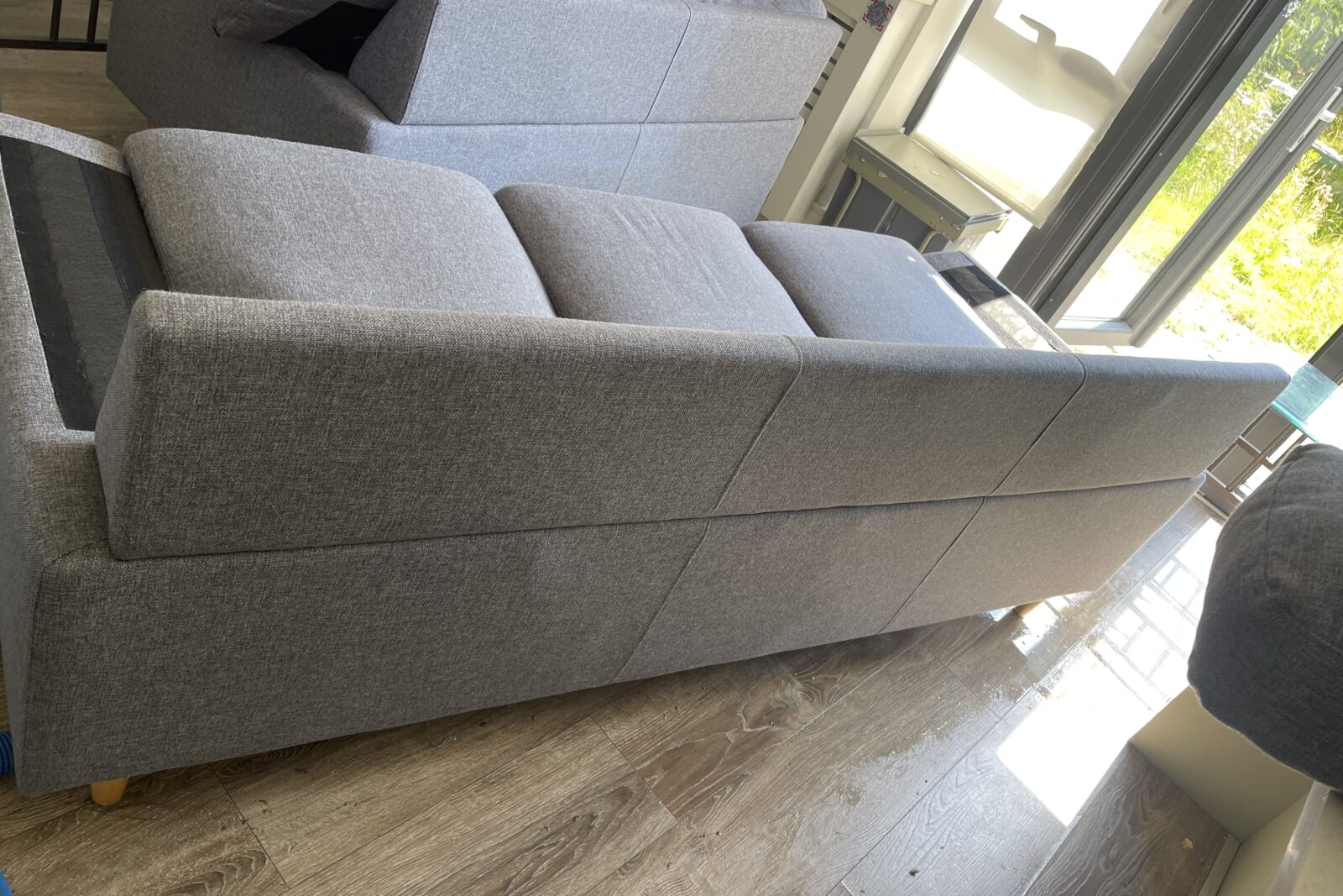 Fabric sofa, cleaned and dried