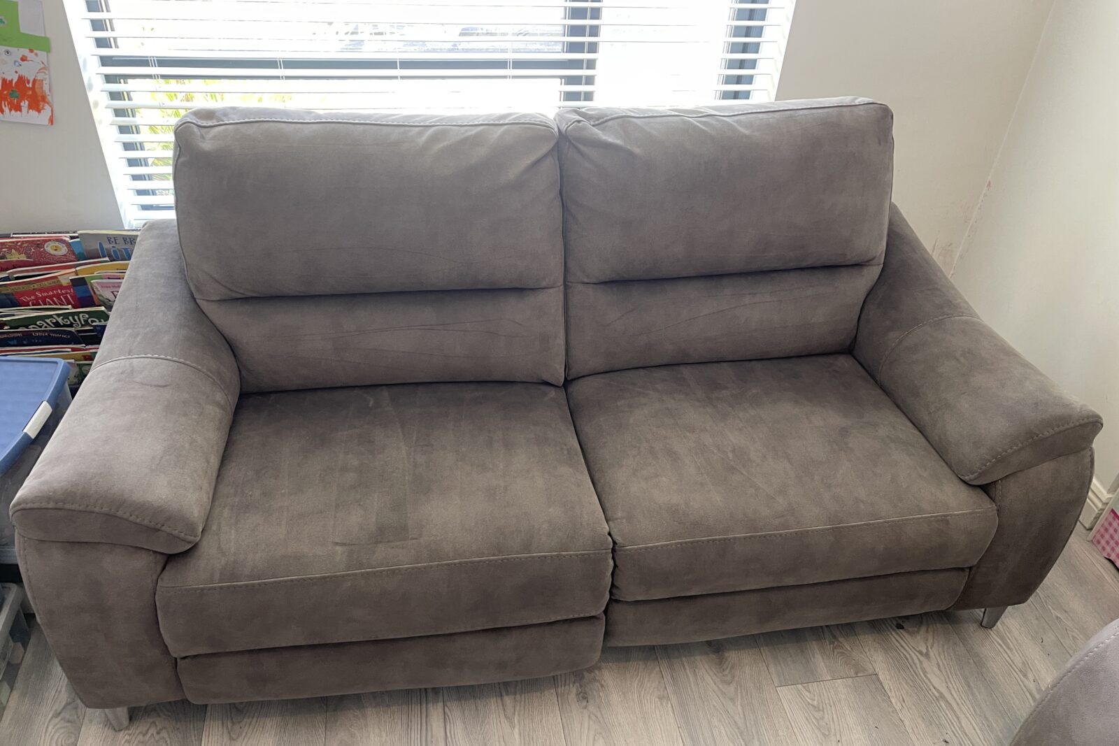 Fabric sofa, cleaned